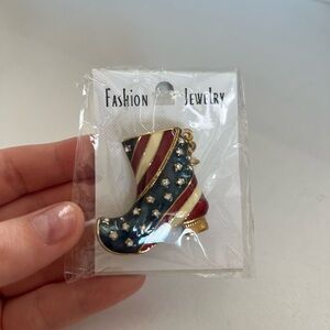 Fashion Jewelry Patriotic Cowboy Boot Brooch